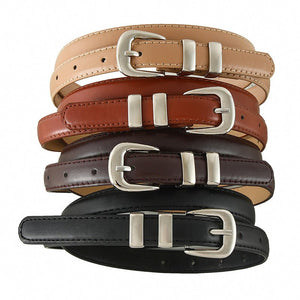 New summer fashion personality candy color silver buckle dopamine silver INS style decoration ladies belt dress leather - Negative Apparel