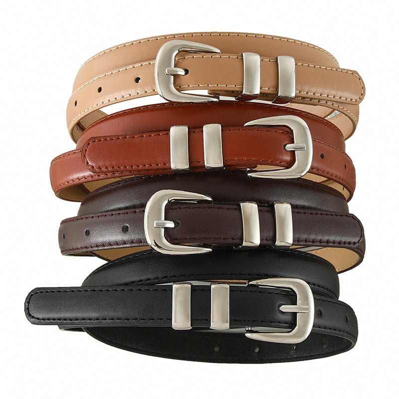 New summer fashion personality candy color silver buckle dopamine silver INS style decoration ladies belt dress leather - Negative Apparel