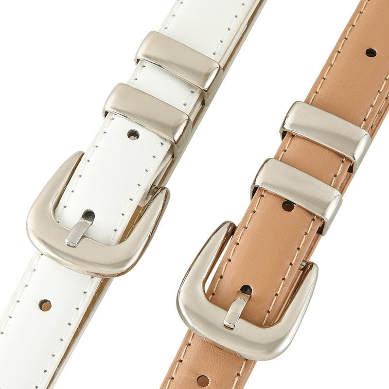 New summer fashion personality candy color silver buckle dopamine silver INS style decoration ladies belt dress leather - Negative Apparel