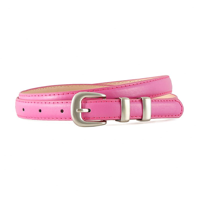 New summer fashion personality candy color silver buckle dopamine silver INS style decoration ladies belt dress leather - Negative Apparel