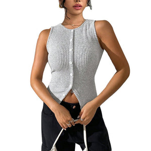 New sxy knitted vest cross - border foreign trade slim cardigan top - Negative Apparel