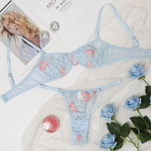 New transparent mesh underwear printing fun suit two - piece suit - Negative Apparel