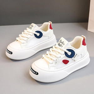 New wear - resistant color matching leather women's shoes 2025 spring and summer casual breathable sneakers thick bottom heightening shoes - Negative Apparel