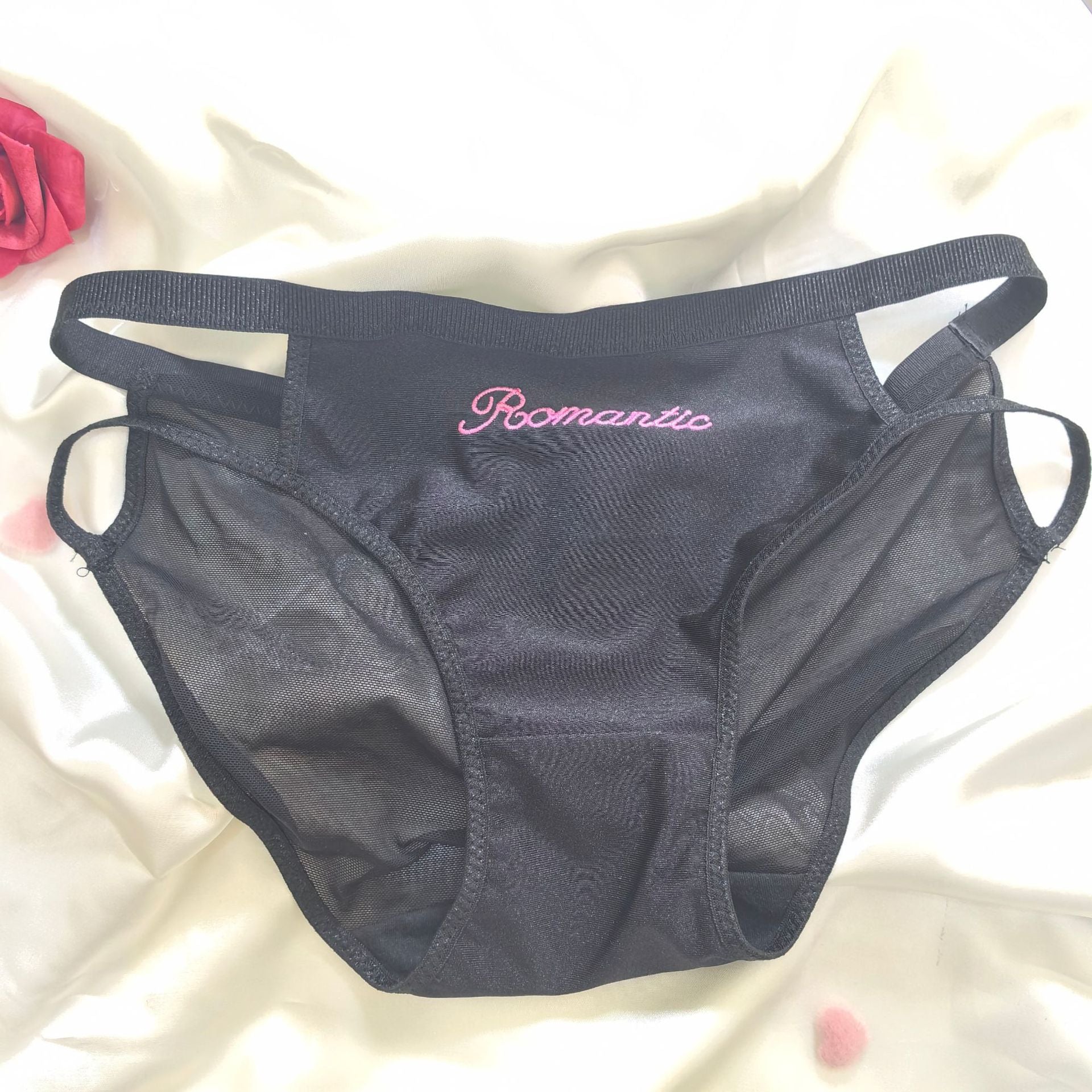 Noble and elegant embroidery craft ice silk splicing mesh thin belt underwear for women - Negative Apparel