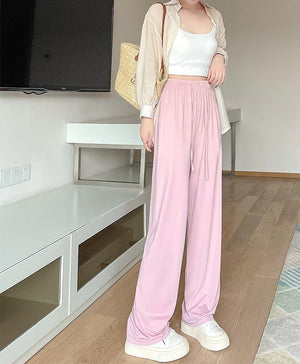 Nylon ice silk sunscreen pants women's pants spring new women's clothing thin casual pants mopping straight wide - leg pants - Negative Apparel