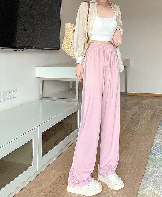 Nylon ice silk sunscreen pants women's pants spring new women's clothing thin casual pants mopping straight wide - leg pants - Negative Apparel