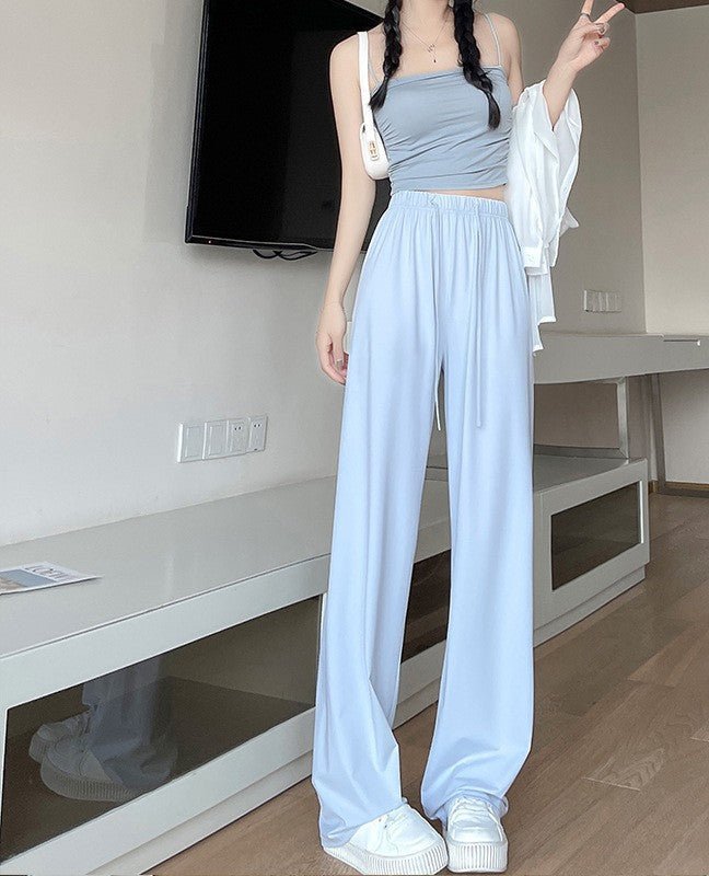 Nylon ice silk sunscreen pants women's pants spring new women's clothing thin casual pants mopping straight wide - leg pants - Negative Apparel