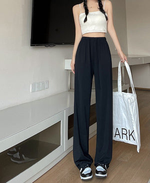 Nylon ice silk sunscreen pants women's pants spring new women's clothing thin casual pants mopping straight wide - leg pants - Negative Apparel