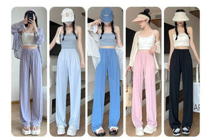 Nylon ice silk sunscreen pants women's pants spring new women's clothing thin casual pants mopping straight wide - leg pants - Negative Apparel