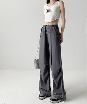 Nylon quick - drying overalls for women summer new American style parachute pants high waist wide leg casual sweatpants sweatpants - Negative Apparel