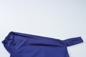 Oblique collar off - shoulder twist design pleated slim fit T-shirt - Negative Apparel