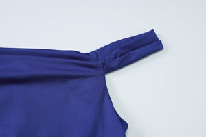 Oblique collar off - shoulder twist design pleated slim fit T-shirt - Negative Apparel