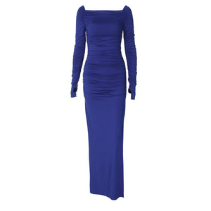 Off - shoulder one - shoulder sexy tight pleated side slit dress - Negative Apparel