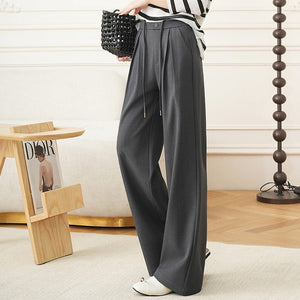 Off - white suit pants children's 2025 new lace - up loose wide - leg pants high - waisted thin and drooping casual trousers - Negative Apparel