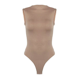 One - piece cotton T-shirt slim sleeveless half - high collar bodysuit - Negative Apparel