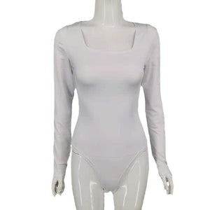 One - shoulder Solid Color Bodysuit Tops Women - Negative Apparel