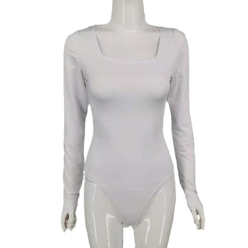 One - shoulder Solid Color Bodysuit Tops Women - Negative Apparel