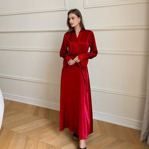 pajamas women's spring and summer satin chiffon pajamas lace splicing French elegant backless pajamas loungewear 2701 - Negative Apparel