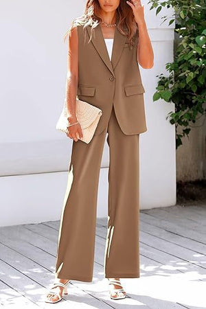 Pants with Vest suit set women's clothing - Negative Apparel