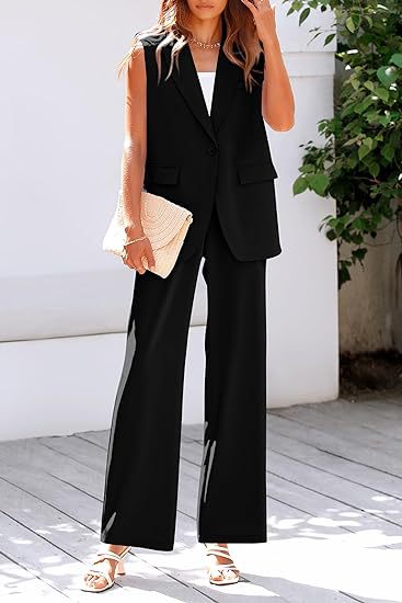 Pants with Vest suit set women's clothing - Negative Apparel