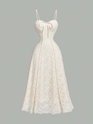 Peach Color Slip Dress With Bowknot Waist FD - Negative Apparel