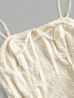 Peach Color Slip Dress With Bowknot Waist FD - Negative Apparel