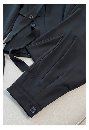 Pink high - end suit for women 2025 spring new design wide - leg pants two - piece suit - Negative Apparel