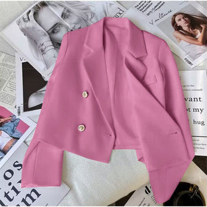 Pink high - end suit for women 2025 spring new design wide - leg pants two - piece suit - Negative Apparel