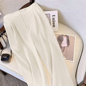 Pink high - end suit for women 2025 spring new design wide - leg pants two - piece suit - Negative Apparel