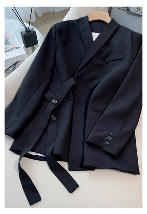 Pink high - end suit for women 2025 spring new design wide - leg pants two - piece suit - Negative Apparel