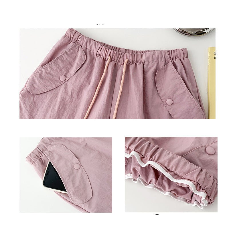 Pink overalls Spice girl pants women's spring new American straight casual wide - leg pants high - waisted quick - drying sweatpants - Negative Apparel