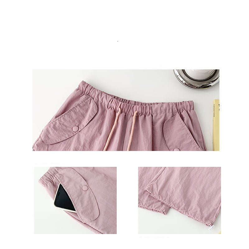 Pink overalls women's autumn new high - waisted wide - leg pants loose casual and thin Spice Girls quick - drying American sweatpants - Negative Apparel