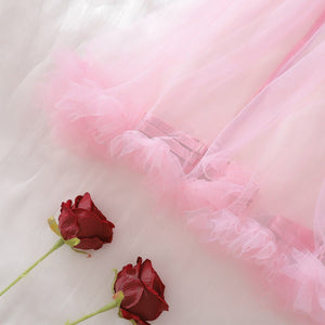 Pink perspective mesh suspender nightdress splicing pure desire style love erotic underwear set - Negative Apparel