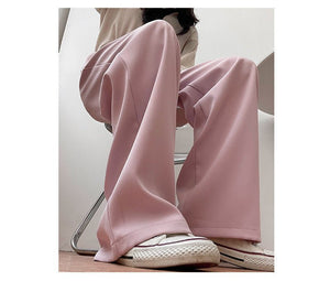 Pink suit pants drooping pants women's spring and autumn loose straight floor mopping pants casual women's clothing small wide - leg pants - Negative Apparel