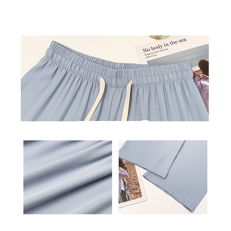 Pink wide - leg pants drooping pants women's summer casual high - waisted straight - leg pants small women's suit pants - Negative Apparel