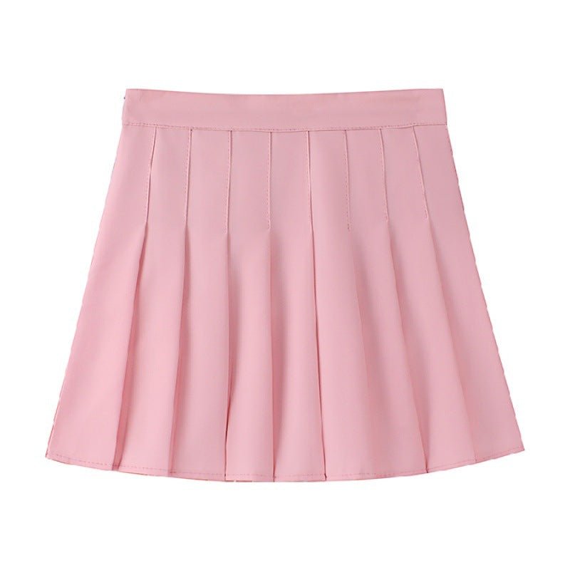 Pleated skirt women's JK uniform skirt versatile skirt spring and summer short skirt safety pants + zipper - Negative Apparel
