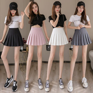 Pleated skirt women's JK uniform skirt versatile skirt spring and summer short skirt safety pants + zipper - Negative Apparel