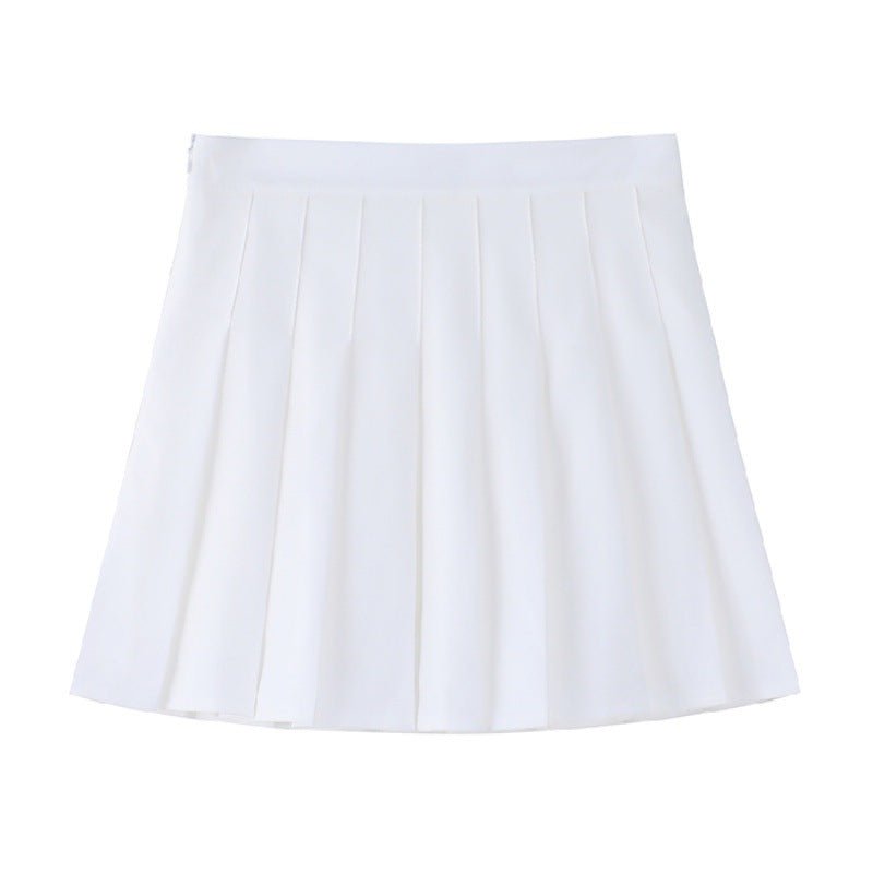 Pleated skirt women's JK uniform skirt versatile skirt spring and summer short skirt safety pants + zipper - Negative Apparel