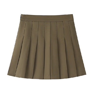 Pleated skirt women's JK uniform skirt versatile skirt spring and summer short skirt safety pants + zipper - Negative Apparel