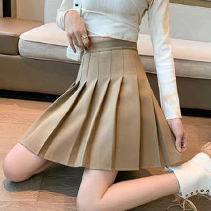 Pleated skirt women's JK uniform skirt versatile skirt spring and summer short skirt safety pants + zipper - Negative Apparel