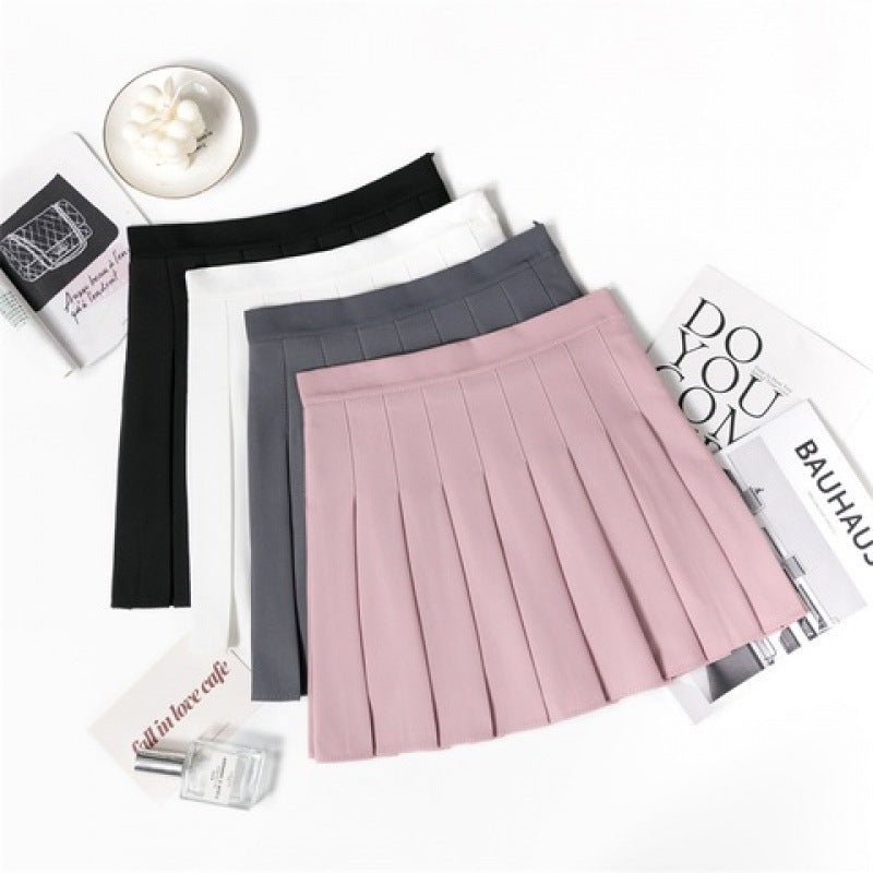 Pleated skirt women's JK uniform skirt versatile skirt spring and summer short skirt safety pants + zipper - Negative Apparel