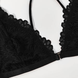 Plus size bra for women with lace lace top push - up and gathered adjustable thin straps Y - shaped plus size bra - Negative Apparel