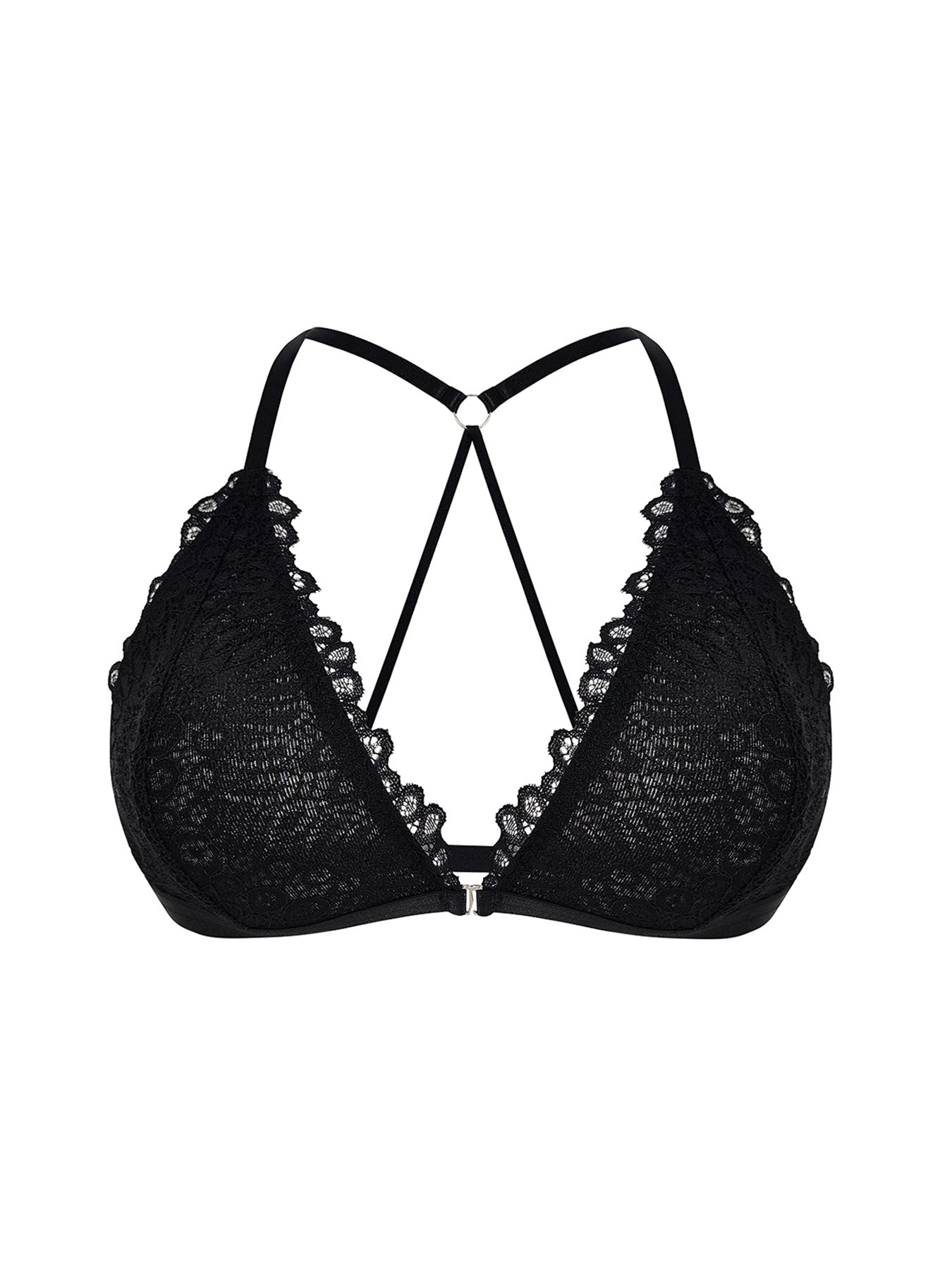 Plus size bra for women with lace lace top push - up and gathered adjustable thin straps Y - shaped plus size bra - Negative Apparel