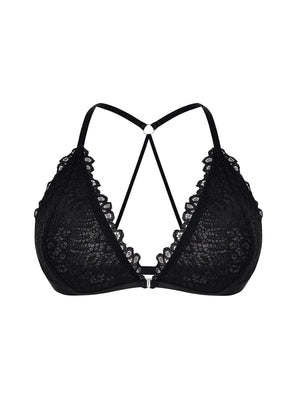 Plus size bra for women with lace lace top push - up and gathered adjustable thin straps Y - shaped plus size bra - Negative Apparel