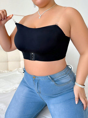 Plus Size Comfortable Front Closure Strapless Bra With No Steel Ring, One Piece - Negative Apparel