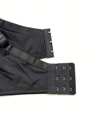 Plus Size Women's Black Sexy Lace Thin Underwire Bra, Full Coverage Lingerie, Halloween - Negative Apparel