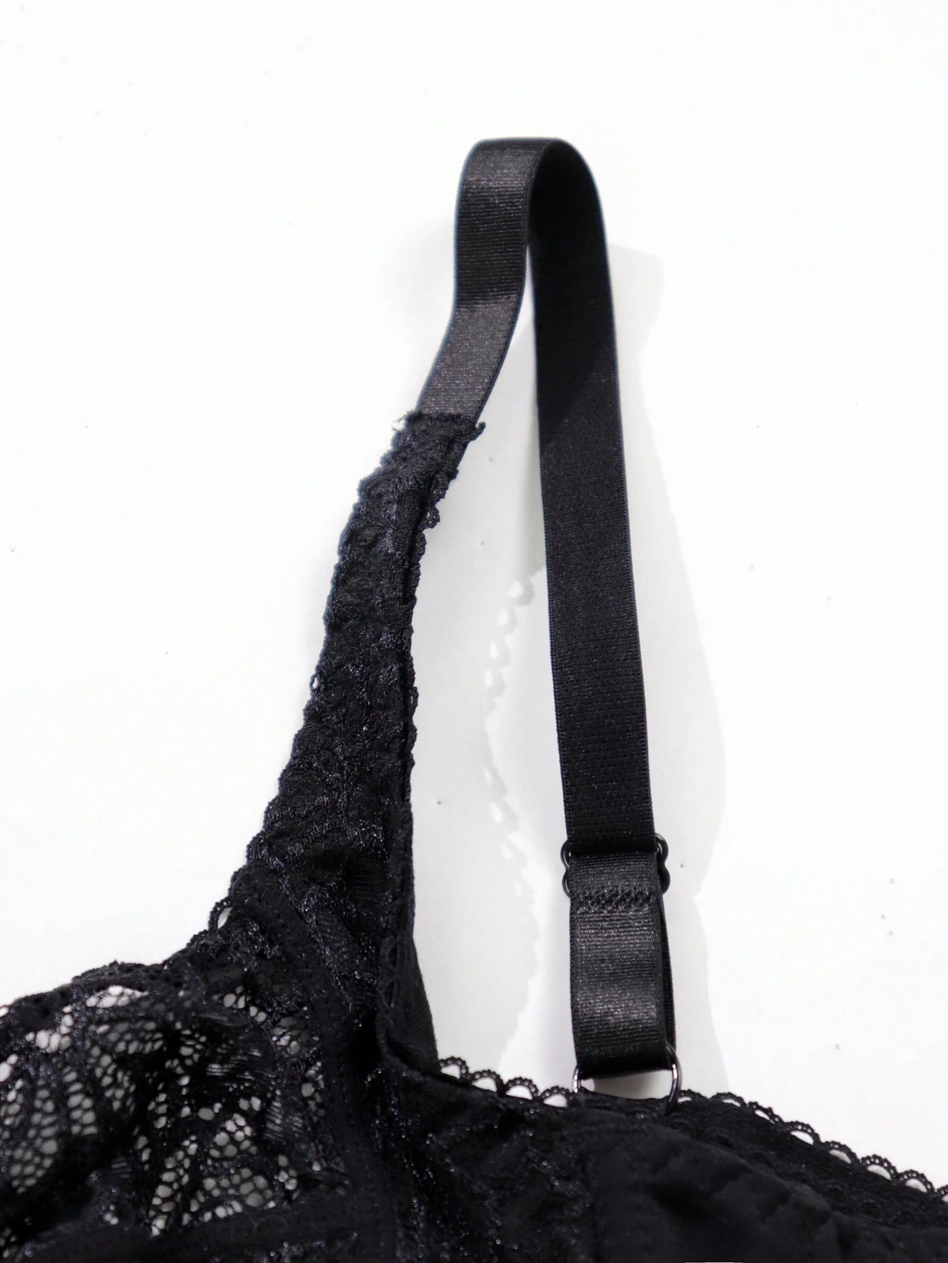 Plus Size Women's Black Sexy Lace Thin Underwire Bra, Full Coverage Lingerie, Halloween - Negative Apparel