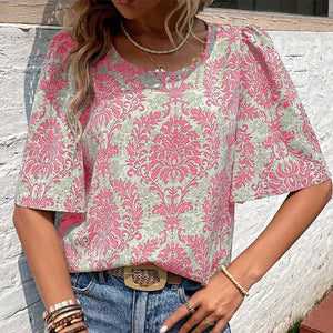 Printed half - sleeved shirt pullover top - Negative Apparel
