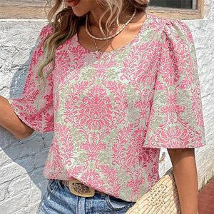 Printed half - sleeved shirt pullover top - Negative Apparel