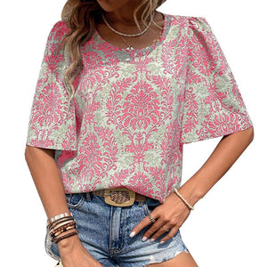 Printed half - sleeved shirt pullover top - Negative Apparel